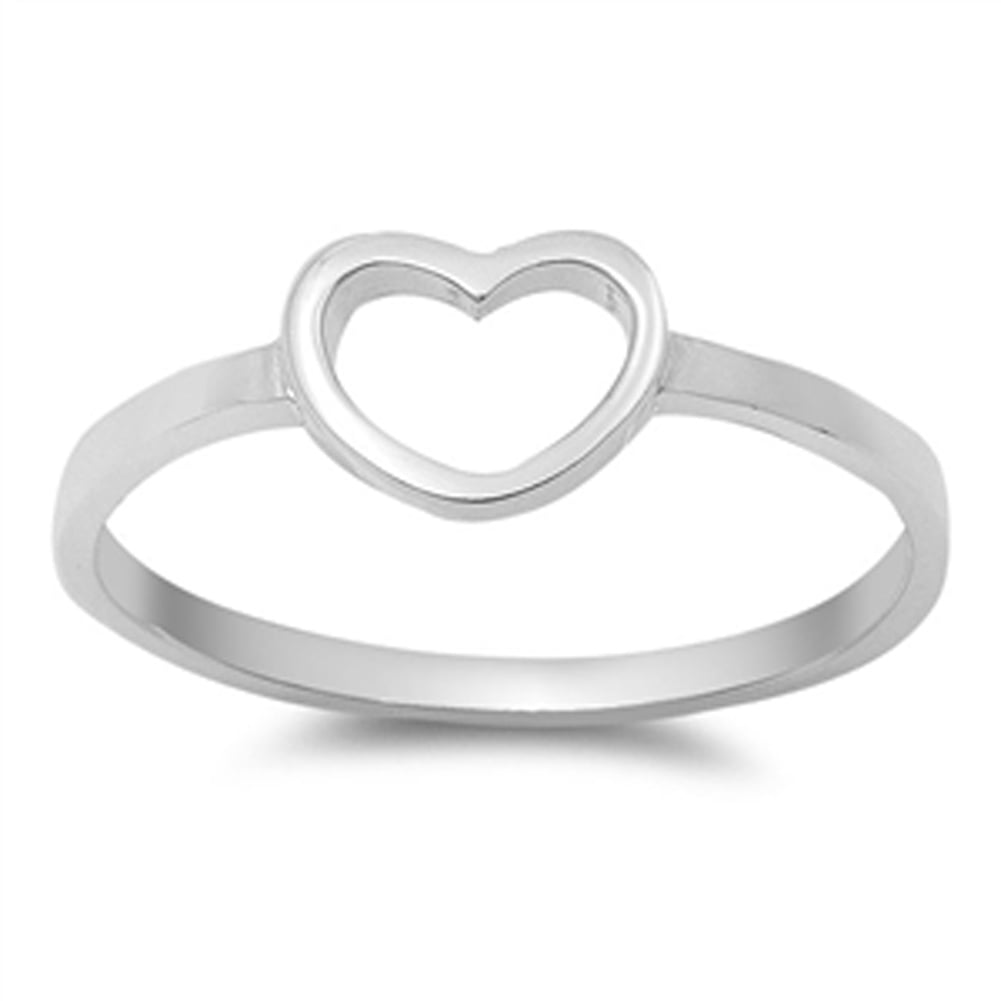 Large Heart White CZ Cute Promise Ring New .925 Sterling Silver Band Sizes 5-10 