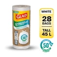 thumbnail image 1 of Glad White Garbage Bags - Tall 45 Litres - Made using 50% Recycled Plastic, 28 Trash Bags, 1 of 5