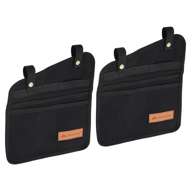 Organizador de reposabrazos Uxcell, bolsa de almacenamiento para libros y portavasos de bolsillo lateral de silla, negro, paquete de 2