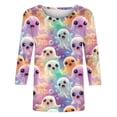 thumbnail image 5 of Edvintorg Top for Women Plus Size Halloween Printed 3/4 Sleeve Casual Pullover Shirt Crew Neck Loose Lightweight Blouse Womens Fashion S-5XL Multicolor, 5 of 5