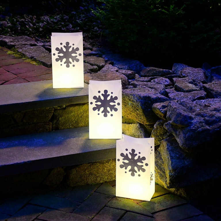 Set of 6, Battery Operated LumaLite LED Lights - White - LumaBase