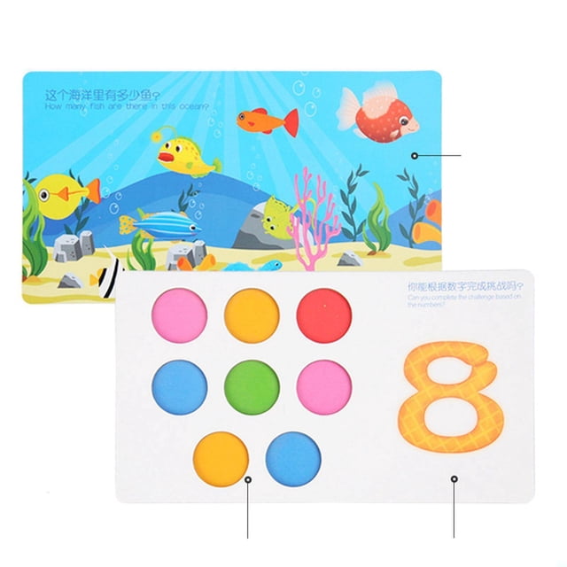 serony Cards Matching Toys Number Quantity Learning Cognition Toys Learning Counting Math Educational Kids Shape Color Toys Recognition for Preschool
