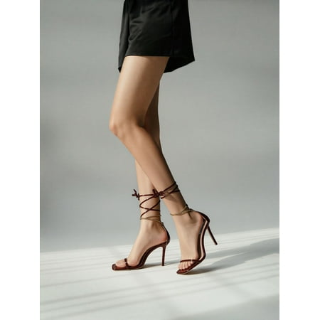 Women Sandals Steve Madden Wister Chain Trim Strappy Sandals Size 8 Cognac