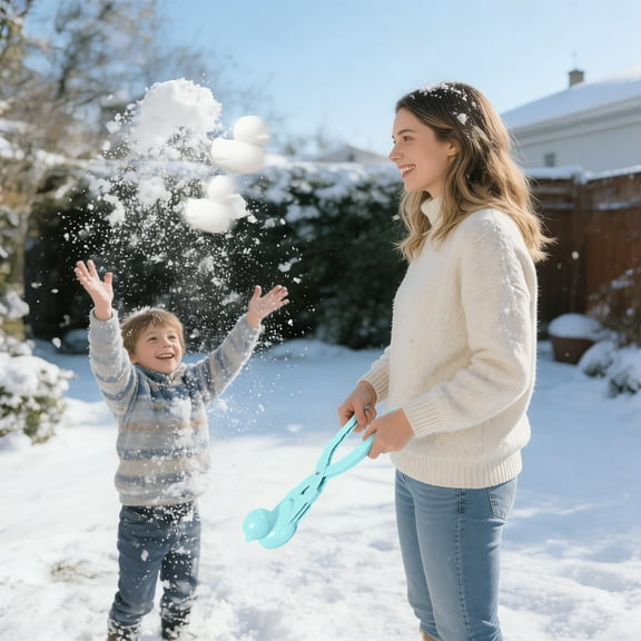 Duck Snowball Maker - Snowball Maker Tool Winter Snow Toys Kit with Handle for Snow Ball Shapes Maker Fights Duck Snowball Outdoor Snow Sand Molds(Blue)