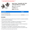 thumbnail image 2 of Water Pump - Compatible with 1990 - 1998 Saab 9000 2.3L 4-Cylinder 1991 1992 1993 1994 1995 1996 1997, 2 of 2
