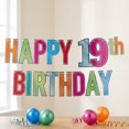 thumbnail image 3 of 12 Pack Bulk Foil Happy 19th Birthday Streamer multi-color, 3 of 9
