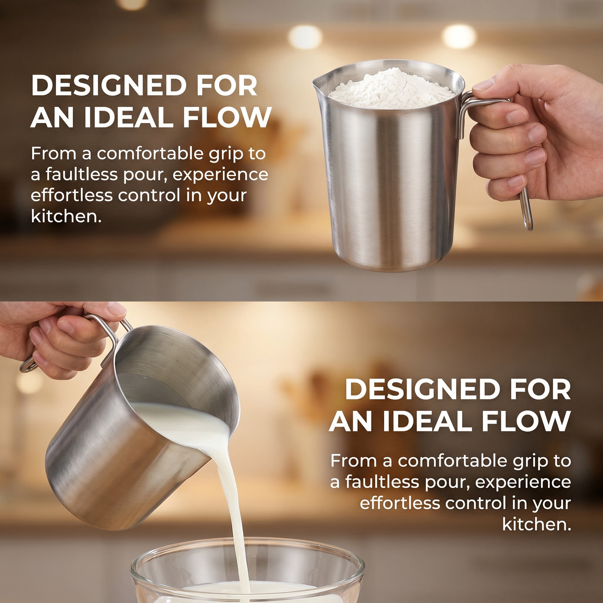 Unique Bargains Stainless Steel Measuring Cup for Kitchen Use Silver with Cover 500ml