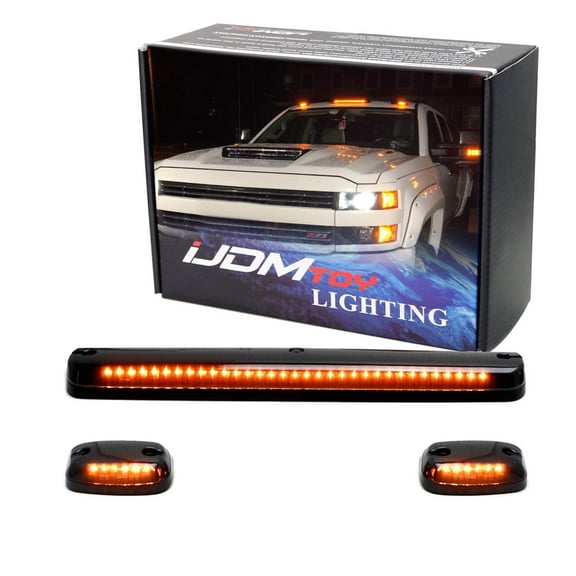 3-Piece Smoked Lens Full Amber LED Exterior Decorative Lights Fits Chevy GMC Silverado Sierra 2500HD 3500HD, Also Universal for Many Trucks