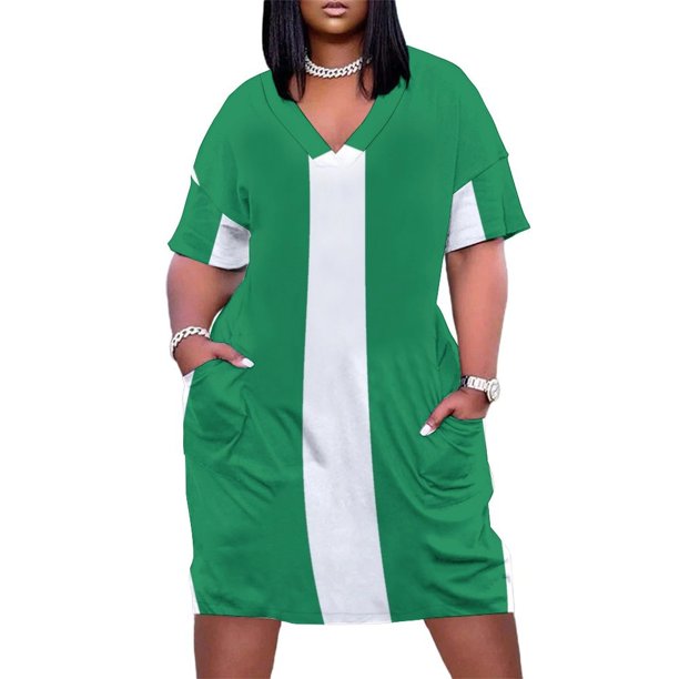 Vestido elegante con bolsillo y bandera de Nigeria, vestidos de noche elegantes para bodas, vestidos de manga larga para fiestas de bodas.