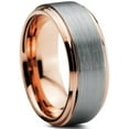 thumbnail image 3 of Tungsten Wedding Band Ring 8mm for Men Women Comfort Fit 18K Rose Gold Plated Plated Beveled Edge Brushed Polished Lifetime Guarantee, 3 of 5