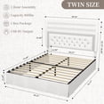 thumbnail image 2 of SIBEDS Bed Frame with Adjustable Headboard and Diamond Button PU White Upholstered Tufted Beds, Twin, 2 of 8