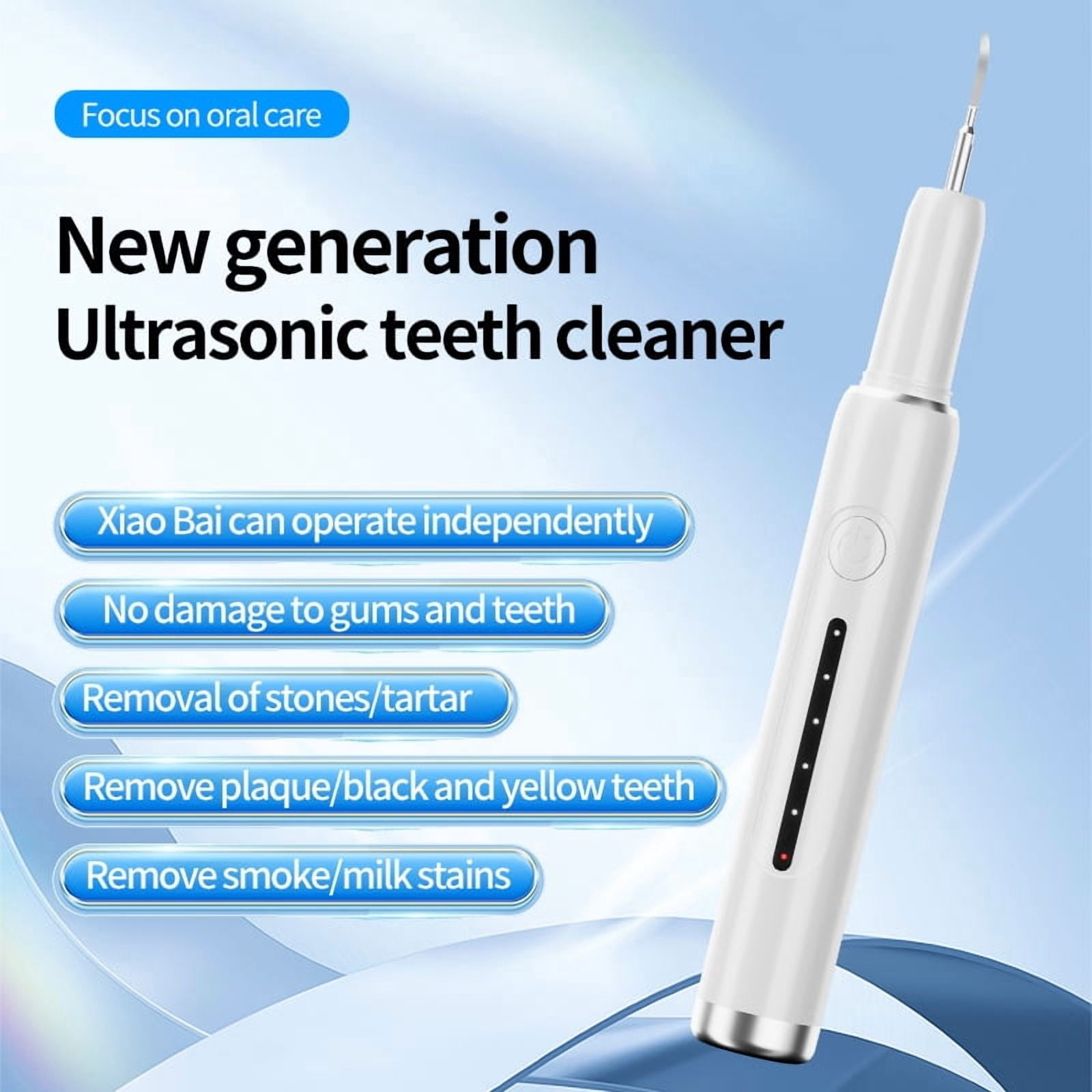 LC-dolida Ultrasonic Teeth Cleaning Kit, 5 Modes & Auto Pressure Sensing, IPX6 Waterproof Electric Tartar Remover with 4 Replaceable Heads, Type-C Fast Charging, Includes Dental Mirror Kit(Black)