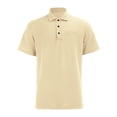 thumbnail image 2 of Qwertyu Capri Polo Shirts Men Breeze Short Sleeve Casual Collared Golf Shirt Lightweight Stretch Quick Dry Textured Summer T-Shirts with Front Pocket Beige L, 2 of 6