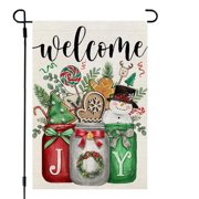 Christmas Garden Flag 30x45 cm Double Sided for Outside Mason Jars Snowman Joy Welcome Small Holiday Yard Decoration