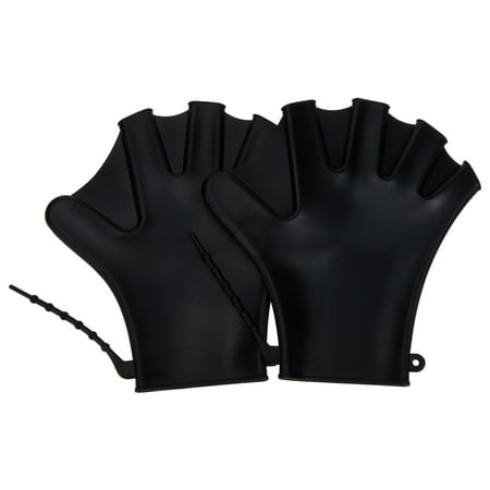 IDEANATEGRATE 1 Pair Swim Paddles for Men and Women 11.8X7.9X0.1in Black Silicone