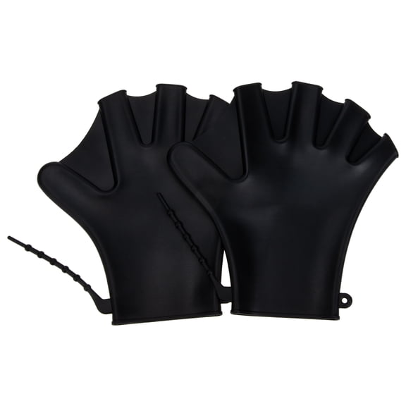 FELTECHELECTR 1 Pair Black Adjustable Silicone Swim Gloves for Water Fitness, Aquatic Exercise, and Training