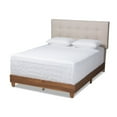 thumbnail image 1 of Baxton Studio Taida King Size Light Beige Upholstered Walnut Bed, 1 of 10