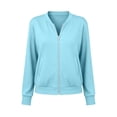 thumbnail image 5 of Maplenight Zip Up Jackets for Women Cropped Bomber Jacket with Thumb Holes Long Sleeve Casual Outerwear with Pockets, 5 of 5