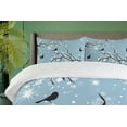 thumbnail image 4 of Ambesonne Snowy Trees Duvet Cover Sets, Birds Snowflakes, 2-Queen, Blue Grey Charcoal Grey, 4 of 7