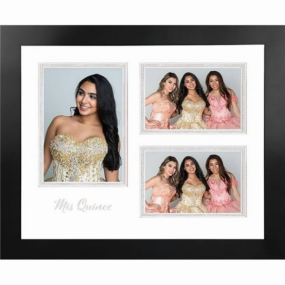 Celebration Frames MQNBWSTO Mis Quince Triple Opening Photo Frame White & Silver Mat - Silver Imprint