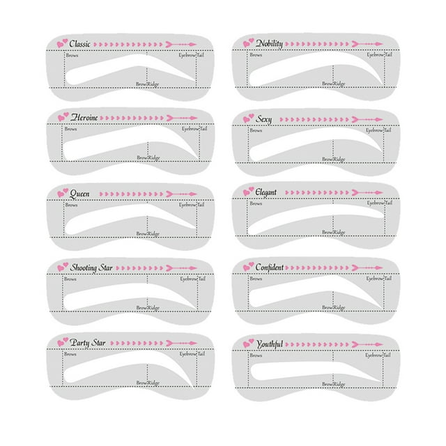 Trayknick 10Pcs Eyebrow Stencils Precisely Position Attach Tightly Cost-saving One Step Eyebrow Template Kit for Girl