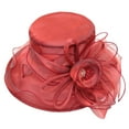 thumbnail image 2 of Dream Lifestyle Church Dress Hat for Women Big Rose Organza Hat Royal Style Fascinator Wide Brim Cap for Tea Party, 2 of 8