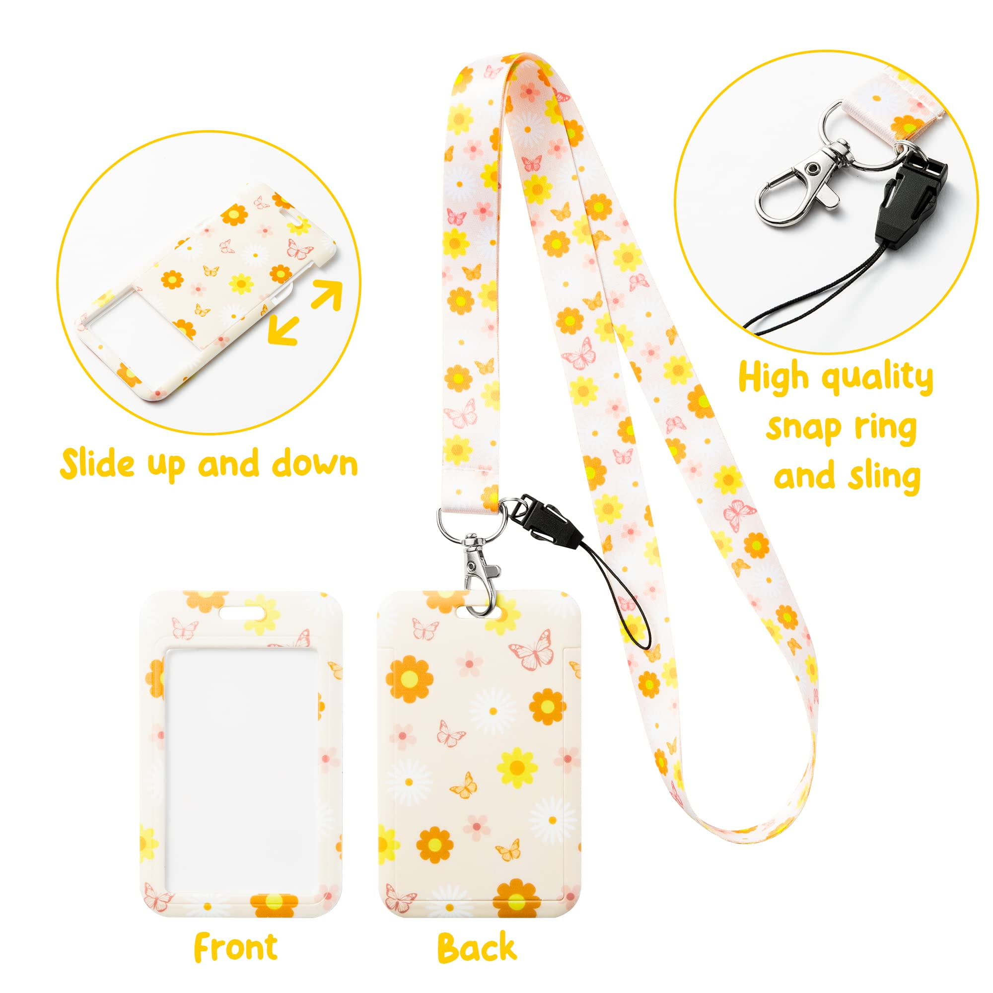 Wholesale SUNNYCLUE ID Badge Holder with Safety Lanyard 360 Retractable  Badge Reel Clip Cute Flower Name Tag Breakaway Protector Vertical Cover  Case for Work Office Nurse Student Teacher Women Men Credit Cards 