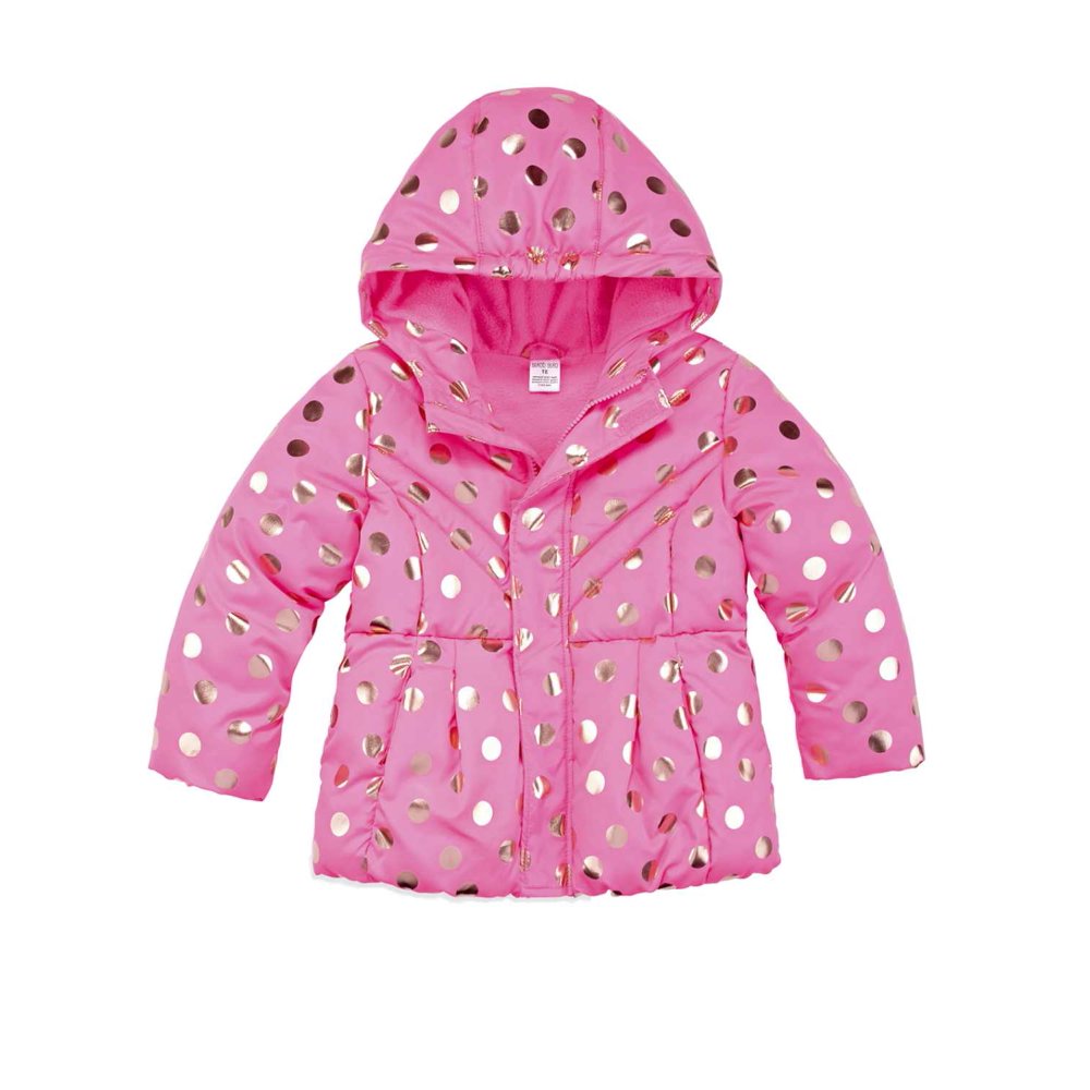 Okie Dokie Toddler Girls Hot Pink & Gold Polka Dot Puffer Jacket