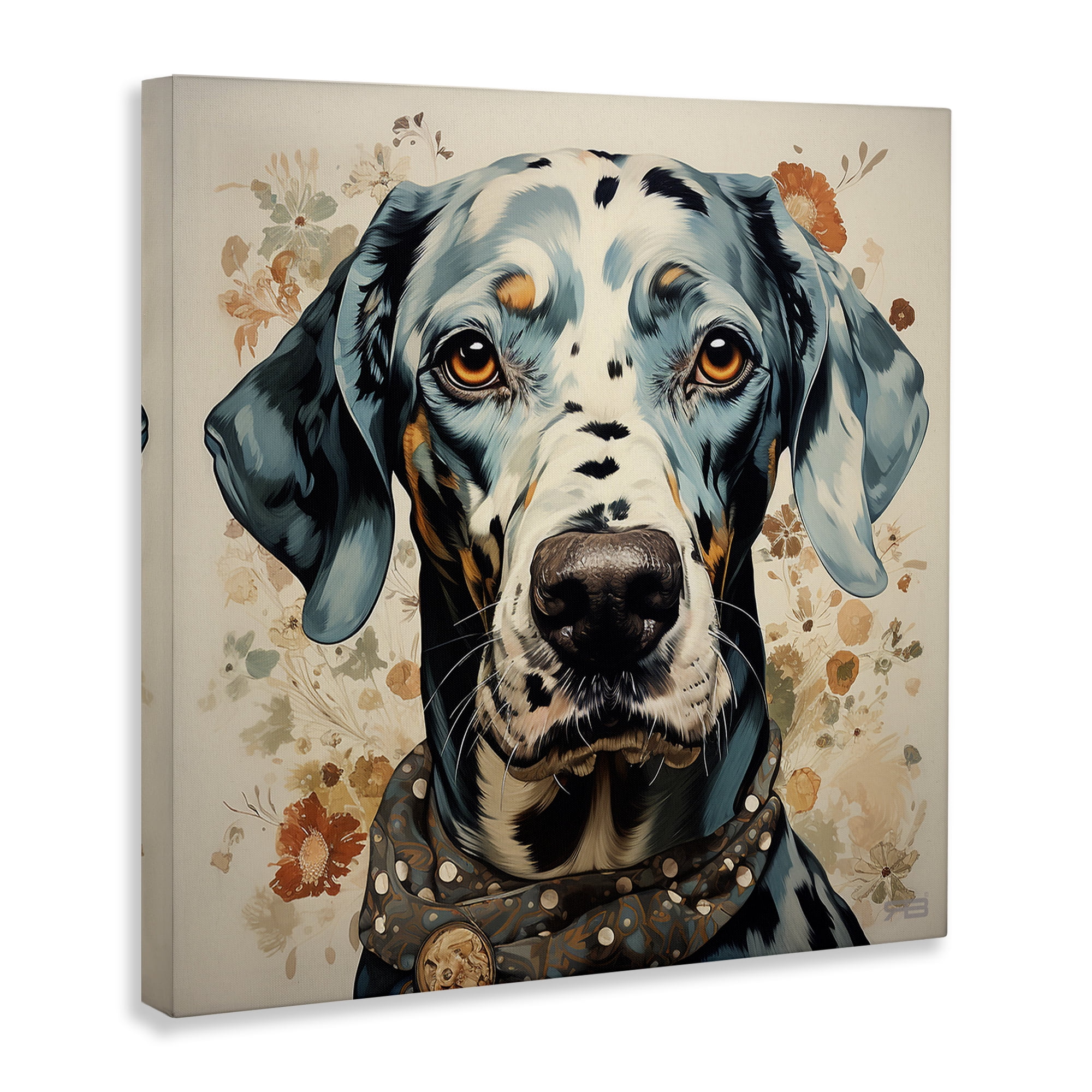 Stupell Industries Dog Portrait with Paint Splatter Animals & Insects Painting Gallery Wrapped Canvas Art Print Wall Art, 30 x 30