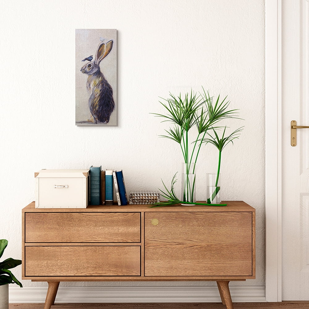 Stupell Industries Minimal Woodland Rabbit with Perched Birds Painting Canvas Wall Art by Karen Weber Fine Art