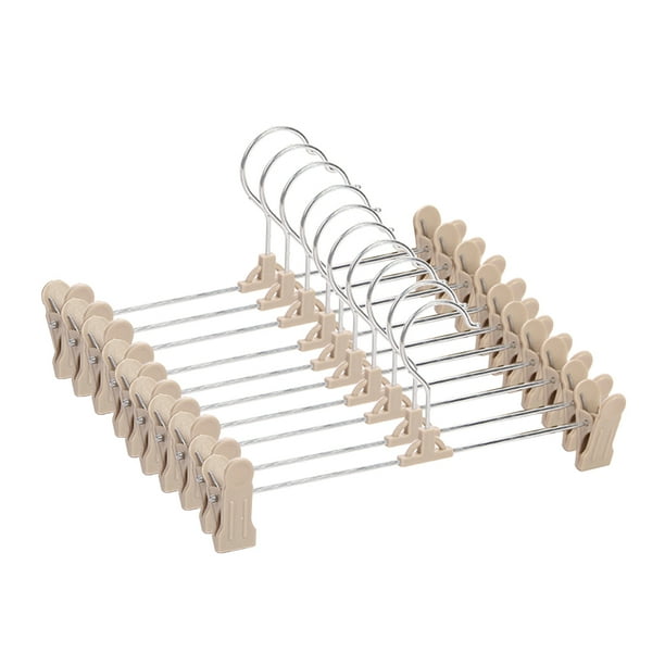 Trouser Hangers, 10 Pack Skirt Hangers with Adjustment Plastic Grip Pant Hangers for Heavy Duty