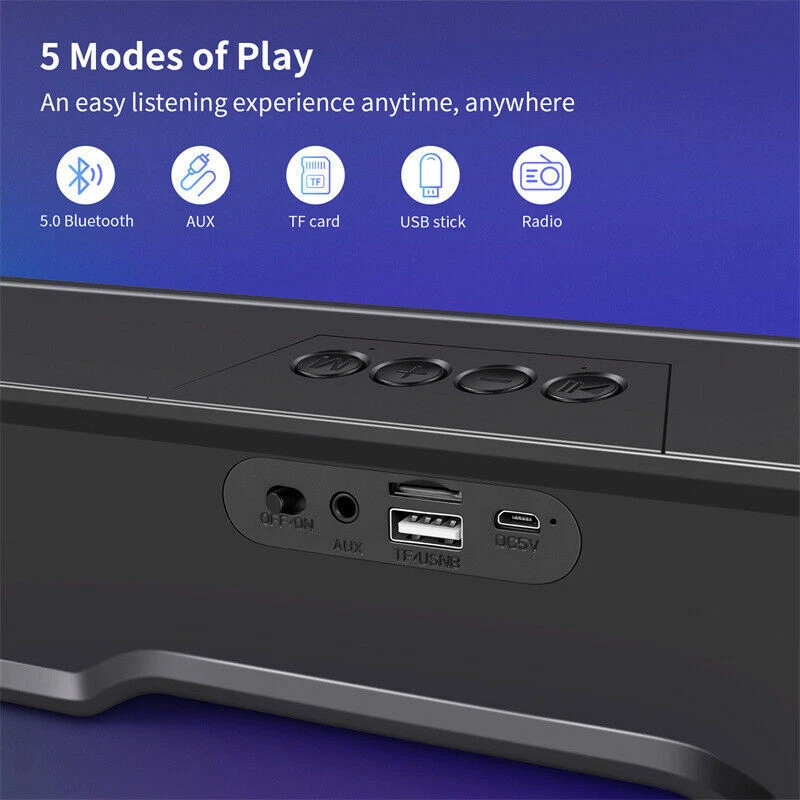 2 in 1 Bluetooth Computer Speakers for Desktop, USB Plug & Play Clear Sound PC Speakers with RGB Light, Monitor Sound Bar for PC Laptop Phone Tablet