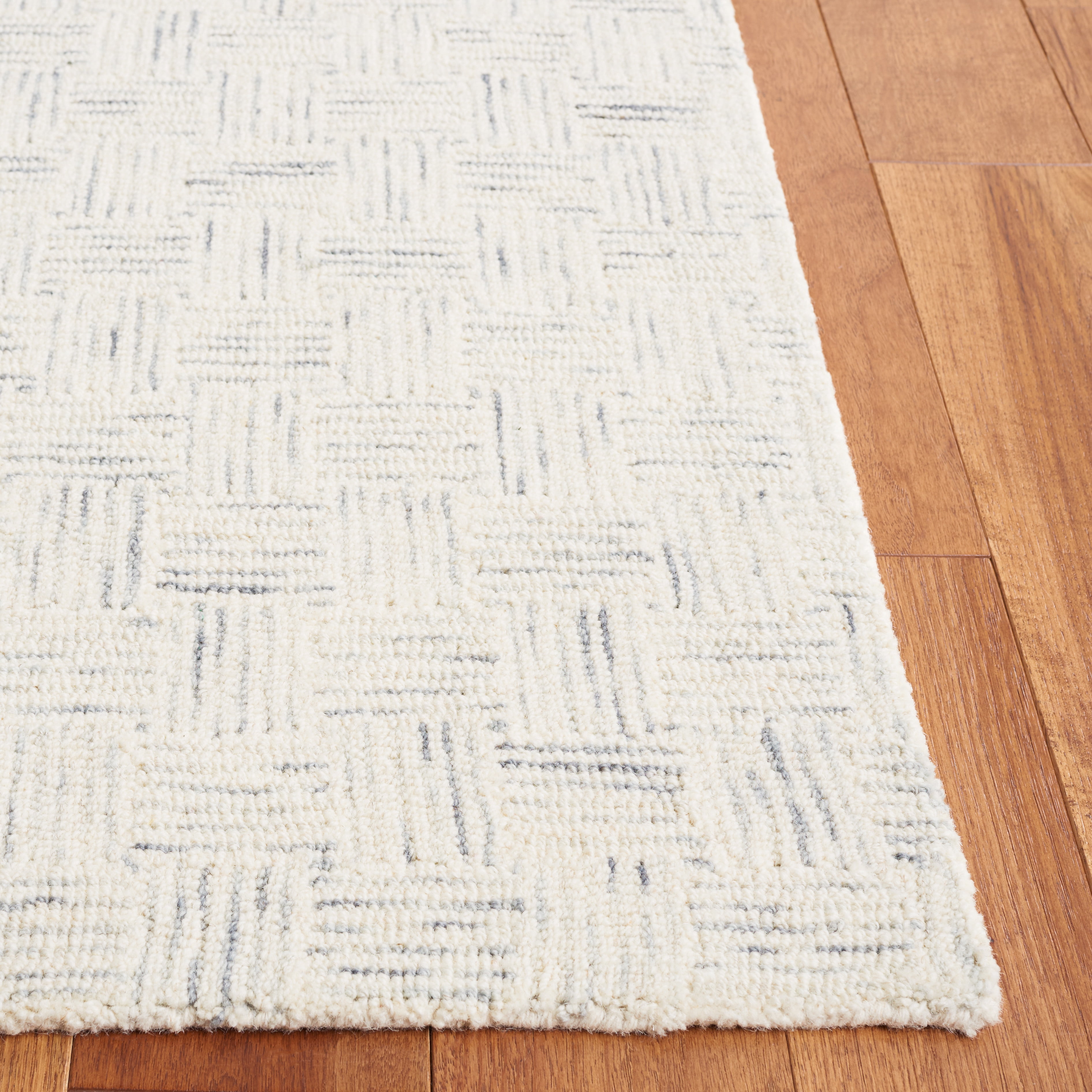 SAFAVIEH Micro-Loop Charlotte Solid Area Rug, Ivory/Grey, 3' x 5'