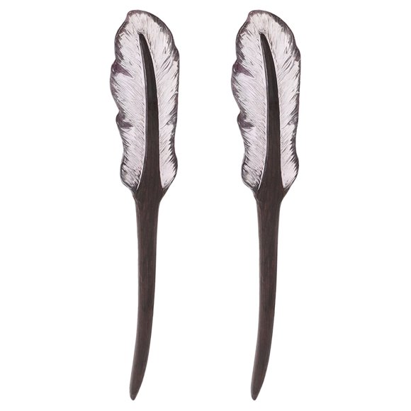 HONMEET 2Pcs Retro Wooden Hairpin Chinese Style Hair Forks Handmade Decorative Hair Bun Pins