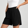 thumbnail image 6 of Women's Solid Color Elastic Waist Shorts With Pockets, Polyester Casual Athletic Fit, Comfortable Stretchy Fabric, Everyday Summer Beach Outdoor Activewear, Womens | VerBelle,Black L, 6 of 8