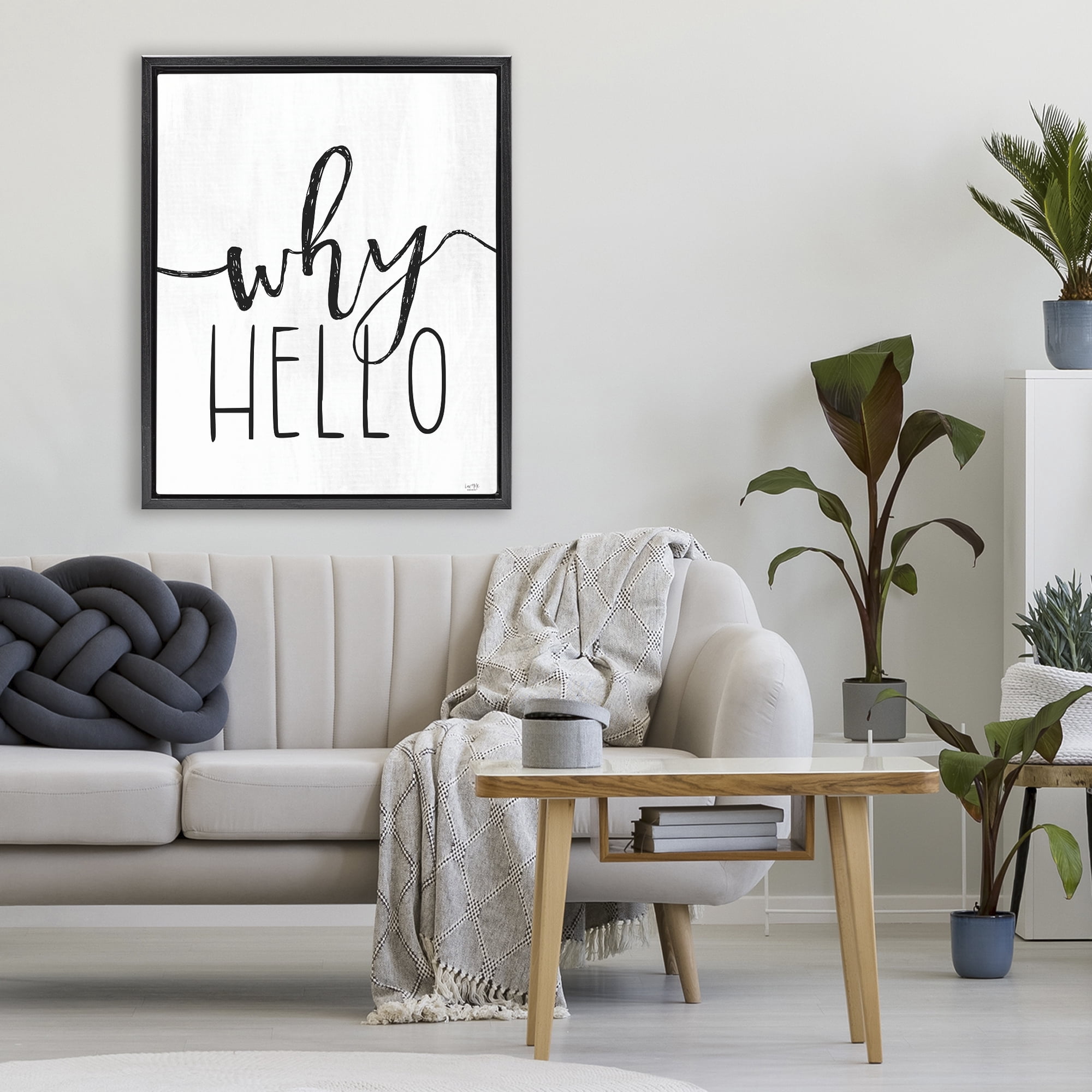 Stupell Industries Why Hello Typography Black Framed Floater Canvas Wall Art, design by Lux + Me Designs