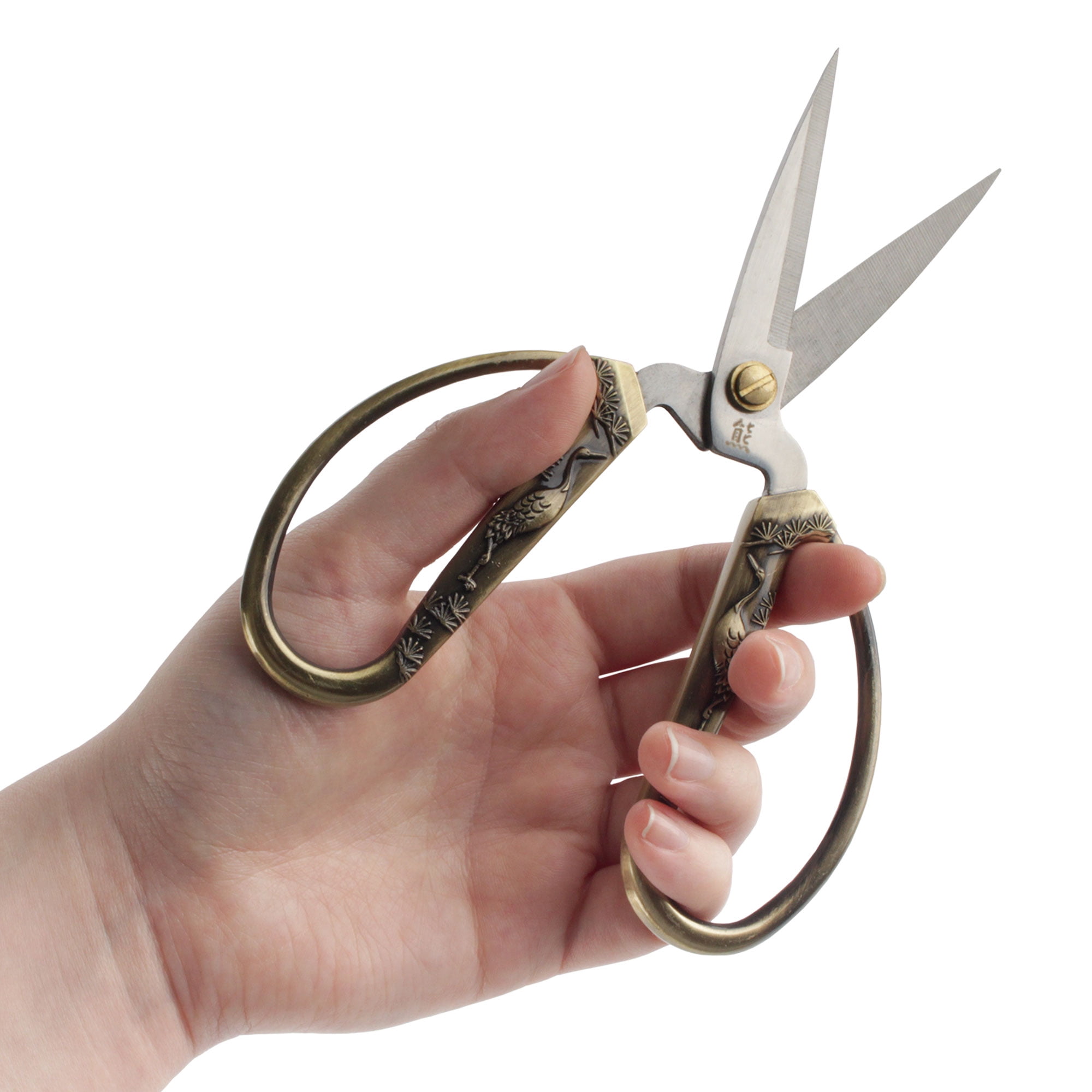 JubileeYarn 6.75" Heirloom Craft Embroidery Scissors w/Decorative Crane Motif Cast Handles - Bronze