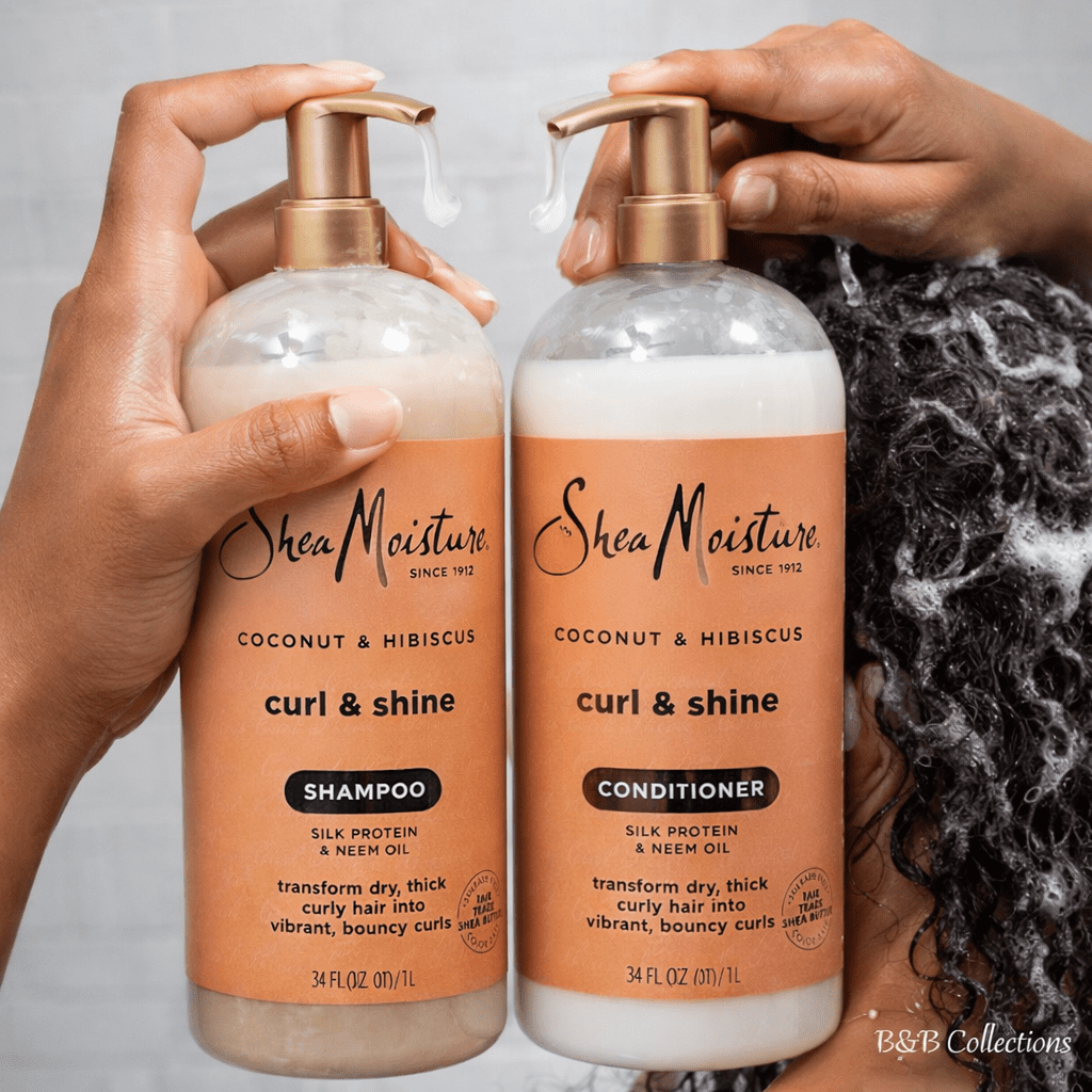 SheaMoisture Coconut & Hibiscus Curl & Shine Shampoo & Conditioner, 34 FL OZ Each, Sulfate-Free Hair Care Set