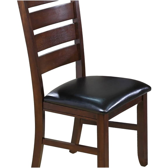 Set of 2 Modern Dining Chairs in Espresso Brown - Faux Leather Upholstered Seats & Solid Wood Frame for Kitchen & Dining Room