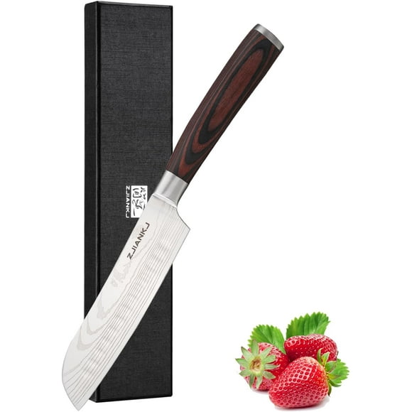 ZJIANKJ Japanese Santoku Knife,5 inch Ultra Sharp Kitchen Knife High Carbon Stainless Steel Chef Knife with Ergonomic Pakkawood Handle and Exquisite Packaging