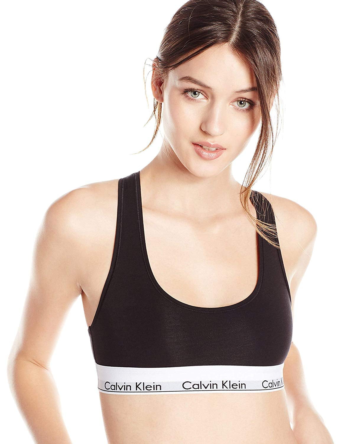Calvin Klein Women's Modern Cotton Bralette, Black, Medium 