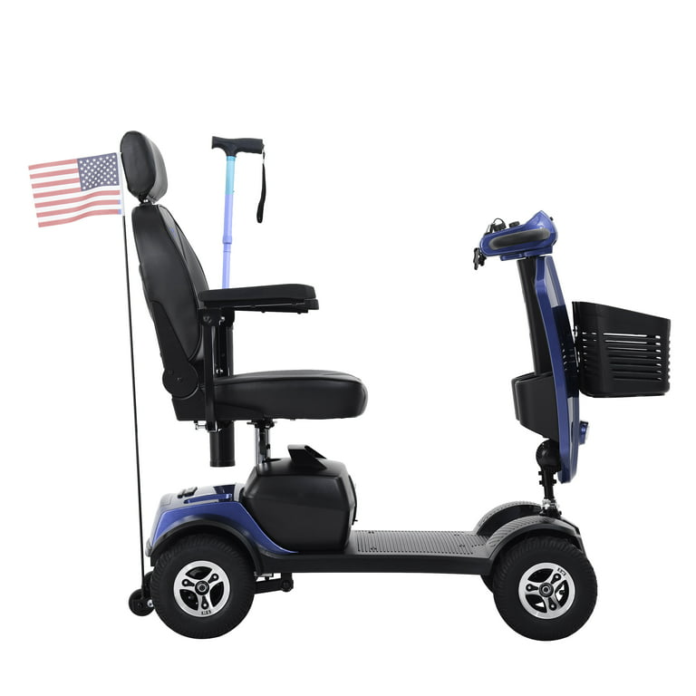 Senior Mobility Scooter, Outdoor Electric PoweBlue Mobility Scooter with  The US Flag, 300W Motor Motorized Scooter with Pneumatic Tires, Cup Holder  & USB Charging Port, 4.9 mph, Blue, SS1909 