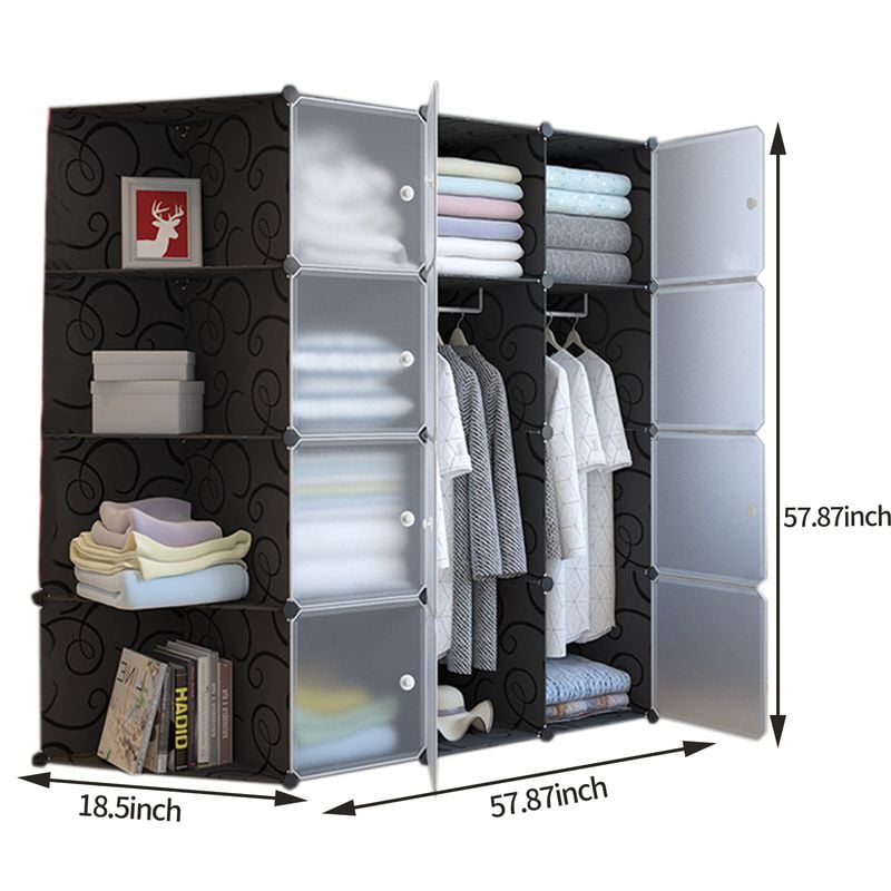 Sjenert Portable Plastic Closet, Clothes Storage Cabinets With Doors