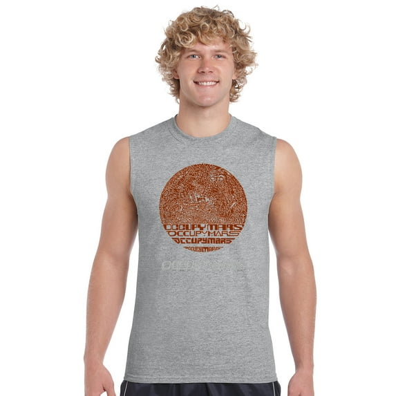 LA Pop Art Men's Word Art Sleeveless T-shirt - Occupy Mars