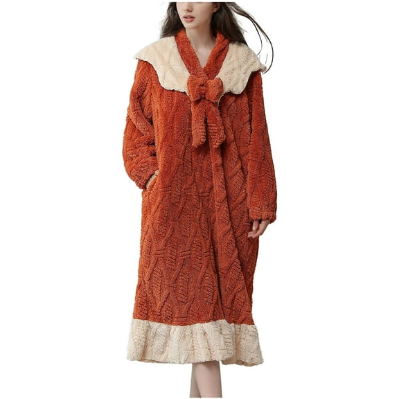 Kaemgyyd Women's Sherpa Long Sleeve Nightgown Fall Winter Warm Sleepwear Cute Fleece Fuzzy Long Sleepshirts