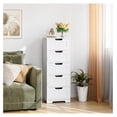 thumbnail image 4 of LoWyiL Bathroom Floor Cabinet with 5 Drawer Dresser, with Avoid-Tipping Device, White, Freestanding Side Tall Storage Cabinet Narrow Drawers for Small Spaces, 4 of 7