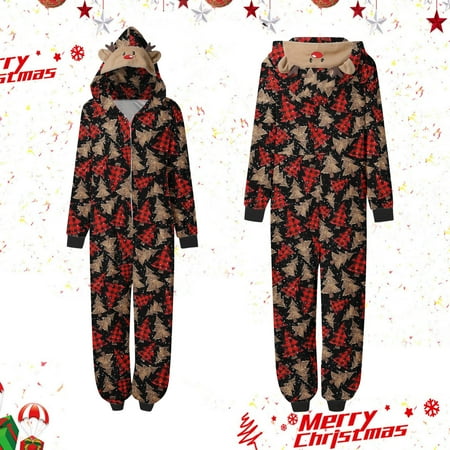 

DAETIROS Comfy Home Beach Cute Pajamas Warm Christmas Parent-child clothing Red