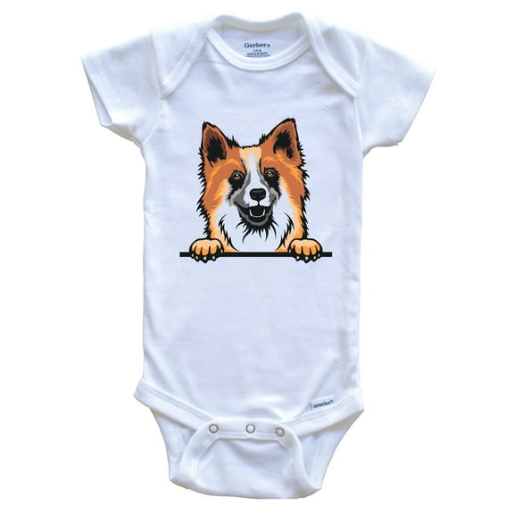 Icelandic Sheepdog Dog Breed Cute Baby Bodysuit, 0-3 months white