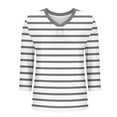 thumbnail image 5 of CHGBMOK 3/4 Length Sleeve Blouses for Women Striped V Neck Tunic Tops Casual Basic Shirts Loose Fit Tops, 5 of 6