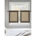 thumbnail image 5 of Black Brown Retro Greek Key Tier Curtains 36 Inch Length,Sheer Curtains for Bedroom Living Room Window Geometric Greece Ancient Rustic Small Half Window Kitchen Curtains & Drapes 27.5"x36" 2 Panels, 5 of 6